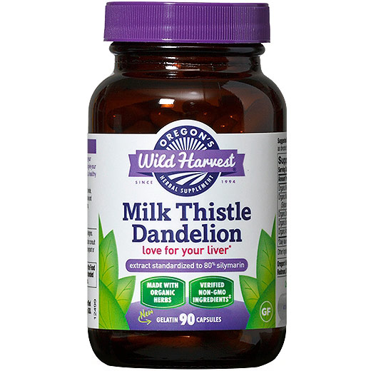 Milk Thistle Dandelion, Organic, Value Size, 180 Capsules, Oregons Wild Harvest