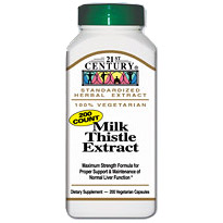 Milk Thistle Extract 200 Vegetarian Capsules, 21st Century Health Care