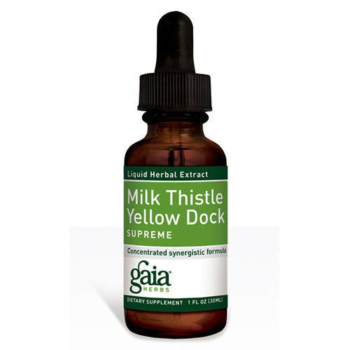 Gaia Herbs Milk Thistle Yellow Dock Supreme Liquid, 1 oz, Gaia Herbs