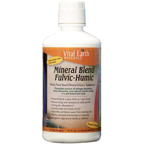 Mineral Blend Fulvic-Humic Liquid, Whole Food Based Mineral, 32 oz, Vital Earth Minerals