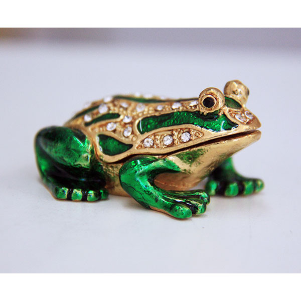 Mini Frog Gilt Jewelry Gift Box with Fine Crystals