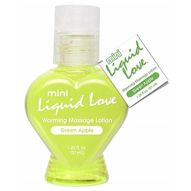 Mini Liquid Love Warming Massage Lotion, Green Apple, 1.25 oz, Pipedream Products