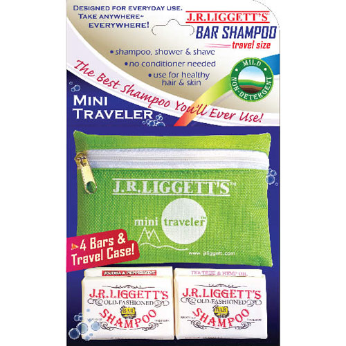 Mini Traveler, 4 Travel Size Shampoo Bars & Travel Case, 1 Kit, J.R. Liggetts