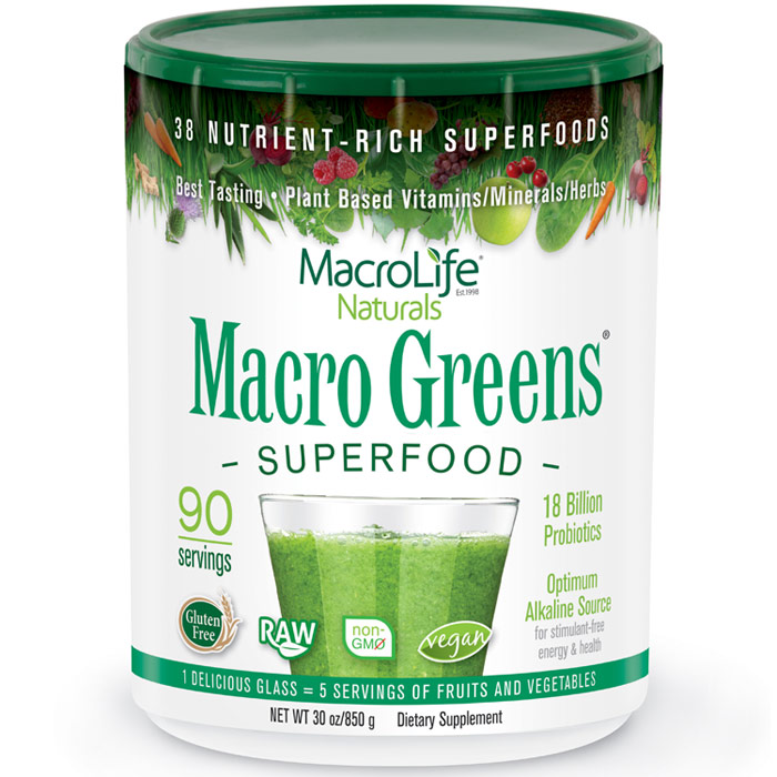 Macro Greens 30 oz powder (3 1/2 month supply), MacroLife Naturals