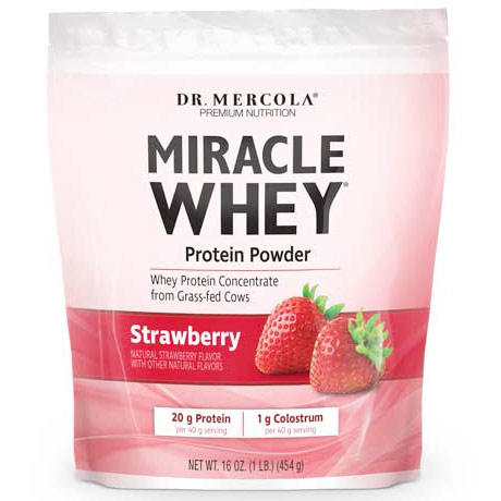 Miracle Whey Protein Powder, Strawberry, 16 oz, Dr. Mercola