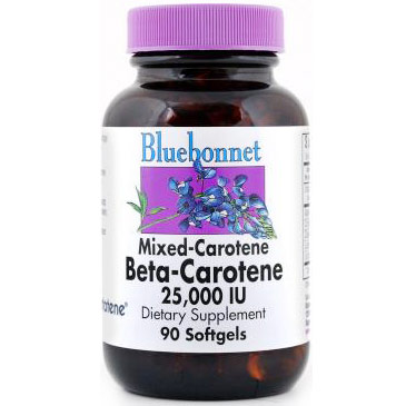 Mixed Carotene Beta-Carotene 25,000 IU, 90 Softgels, Bluebonnet Nutrition