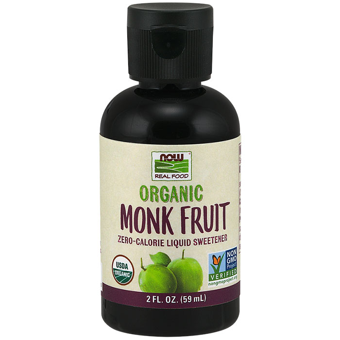 Monk Fruit Liquid, Organic Liquid Sweetener Zero-Calorie, 2 oz, NOW Foods