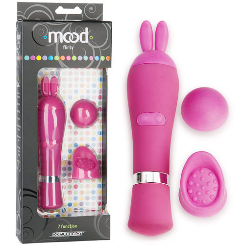 Mood Flirty 7-Function Vibrator with Multiple Attachments, Pink, Doc Johnson