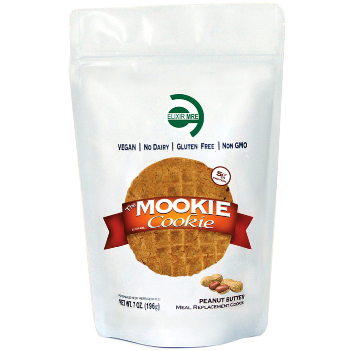 MOOKIE Cookie, Peanut Butter Meal Replacement Cookie, 7 oz x 10 Bags, Elixir MRE