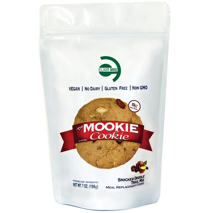 MOOKIE Cookie, Snicker Doodle Trail Mix Meal Replacement Cookie, 7 oz x 10 Bags, Elixir MRE