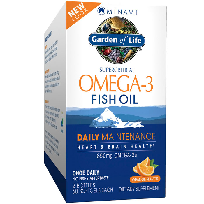Minami Omega-3 Fish Oil Family Pack, Orange Flavor, 60+60 Softgels, Garden of Life