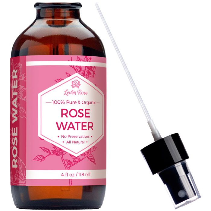 Moroccan Rose Water Toner, Pure & Organic, 4 oz, Leven Rose