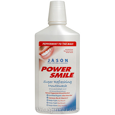 Mouthwash PowerSmile - Peppermint, 16 oz, Jason Natural