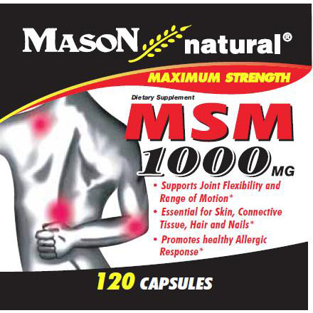 Mason Natural MSM 1000 mg, 120 Capsules, Mason Natural