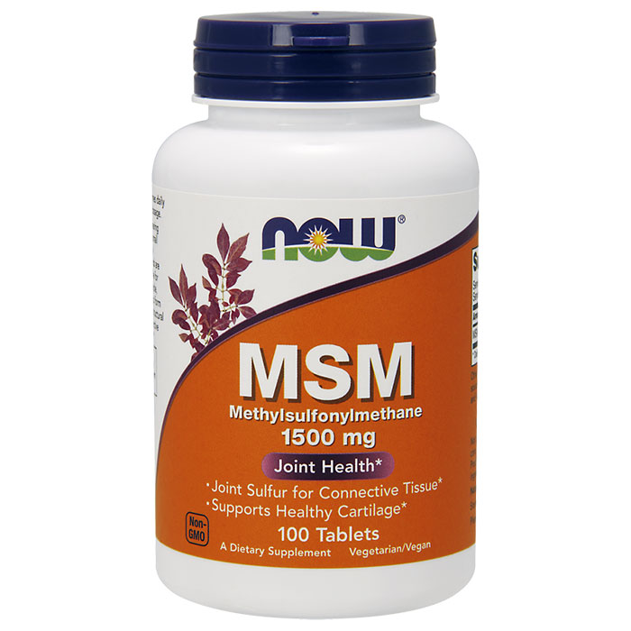 MSM (Methylsulphonylmethane) 1500mg 100 Tabs, NOW Foods