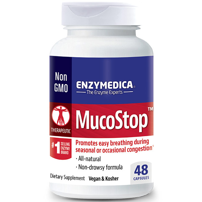 MucoStop, Promotes Easy Breathing, 48 Capsules, Enzymedica