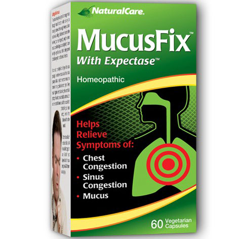 NaturalCare Products Inc MucusFix with Expectase, Homeopathic, 60 Vegetarian Capsules, NaturalCare