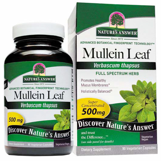 Mullein Leaf 500 mg, 90 Vegetarian Capsules, Natures Answer