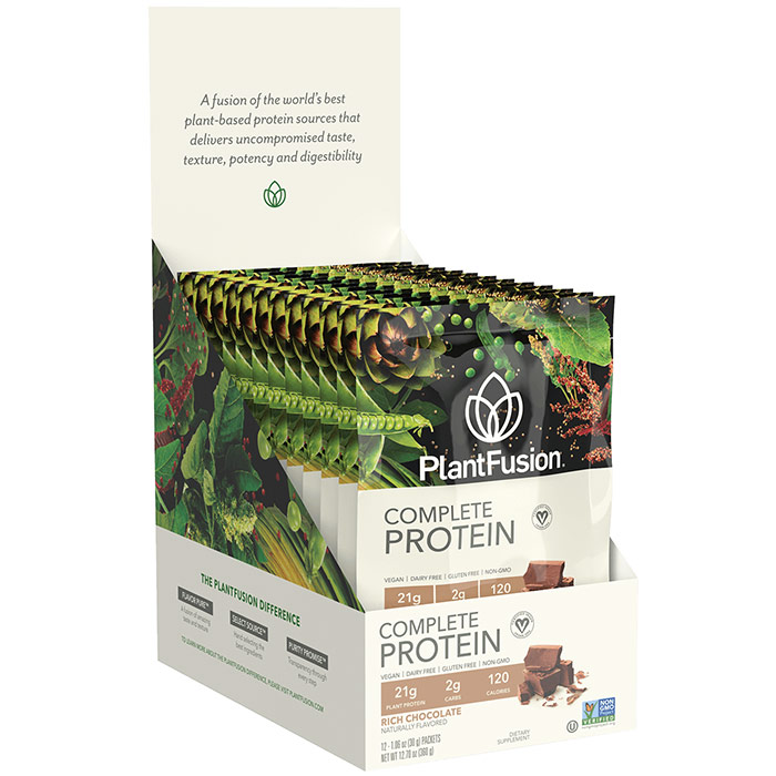 PlantFusion Multi Source Plant Protein, Chocolate, 30 g x 12 Packets, PlantFusion