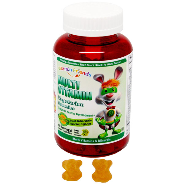 Multi Vitamin Grape Pectin Gummies for Children, 90 Vegetarian Gummies, Vitamin Friends