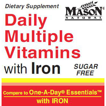 Daily Multiple Vitamins with Iron, 365 Tablets, Mason Natural