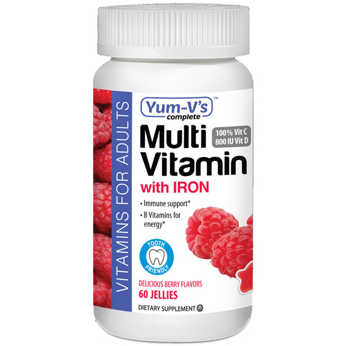 Chewable Multivitamin with Iron for Adults, Berry Flavor, 60 Jellies, Yum-Vs Complete