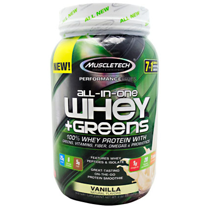 MuscleTech All-In-One Whey + Greens, Whey Protein Plus Formula, 2 lb