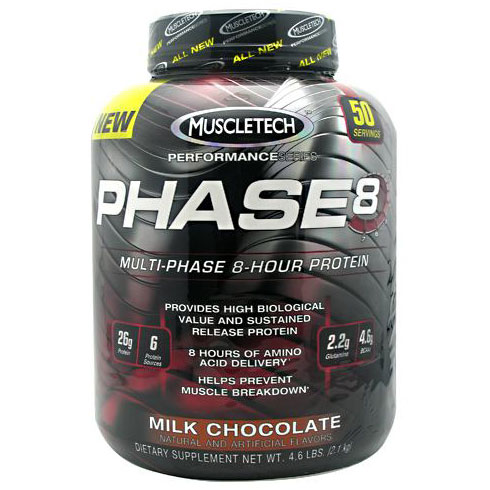 MuscleTech Phase8, Multi Phase 8 Hour Protein, 4 lb (50 Servings)