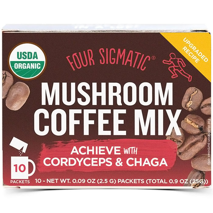 Mushroom Coffee Mix, with Cordyceps & Chaga, 10 Packets, Four Sigmatic