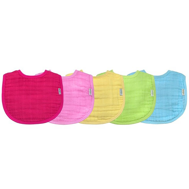 Muslin Bibs Made From Organic Cotton, 0-12 Months, Pink Set, 5 Pack, Green Sprouts Baby Products