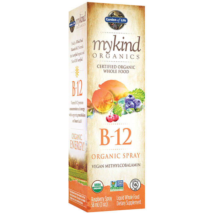 mykind Organics B-12 Spray Raspberry, Whole Food Vitamin Liquid, 2 oz, Garden of Life