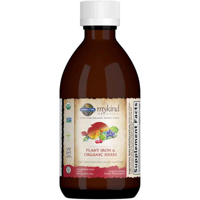 mykind Organics Liquid Plant-Sourced Iron + Herbs - Cranberry Lime, 5 oz, Garden of Life