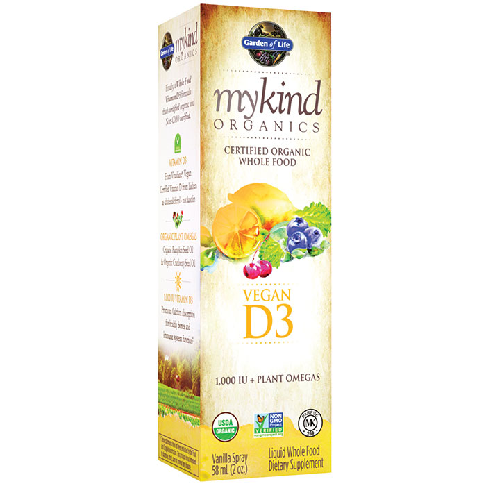 mykind Organics Vegan D3 Spray, Whole Food Vitamin Liquid, 2 oz, Garden of Life