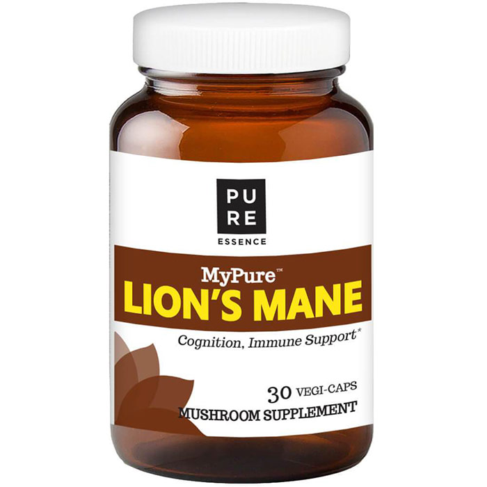 MyPure Lions Mane Mushroom Supplement, 30 Vegetarian Capsules, Pure Essence Labs