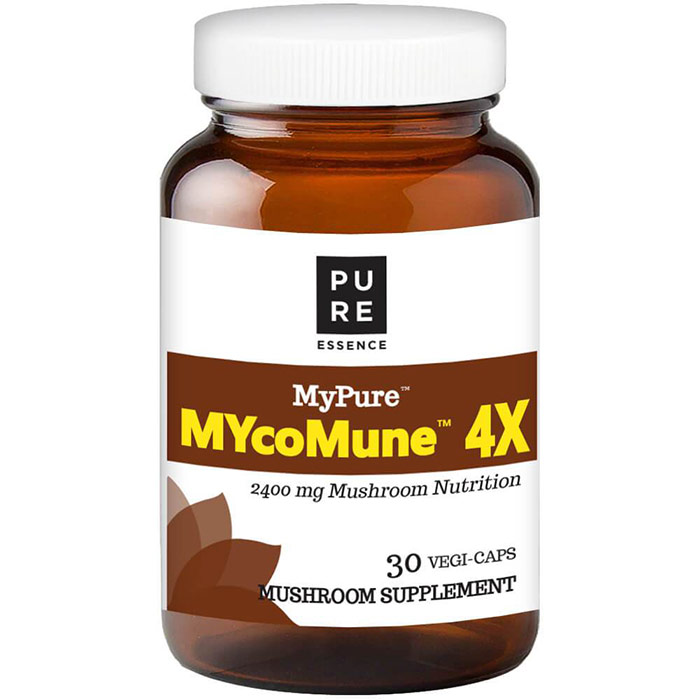 MyPure MYcoMune 4X Mushroom Supplement, 30 Vegetarian Capsules, Pure Essence Labs