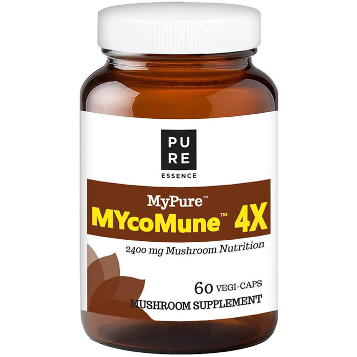 MyPure MYcoMune 4X Mushroom Supplement, 60 Vegetarian Capsules, Pure Essence Labs