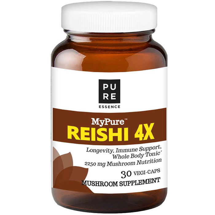 MyPure Reishi 4X Mushroom Supplement, 30 Vegetarian Capsules, Pure Essence Labs