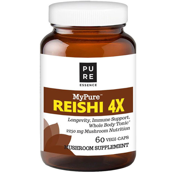 MyPure Reishi 4X Mushroom Supplement, 60 Vegetarian Capsules, Pure Essence Labs