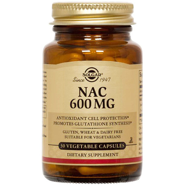 NAC 600 mg (N-Acetyl-L-Cysteine), 120 Vegetable Capsules, Solgar