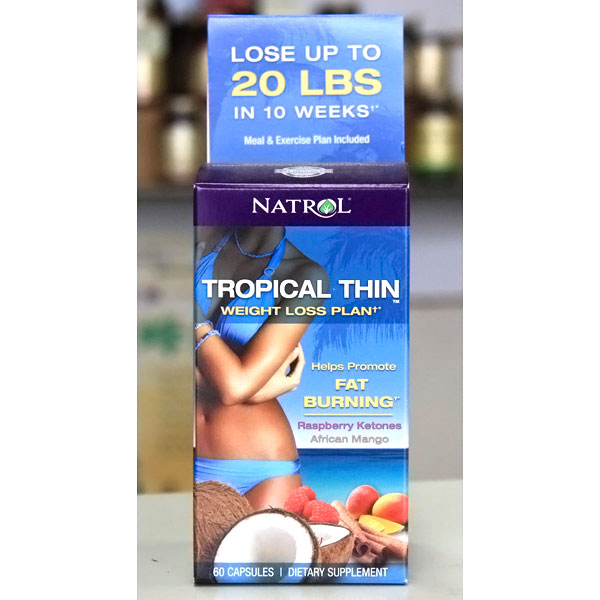 Natrol Tropical Thin, Weight Loss Plan with Raspberry Ketones, African Mango, Green Coffee Extract,