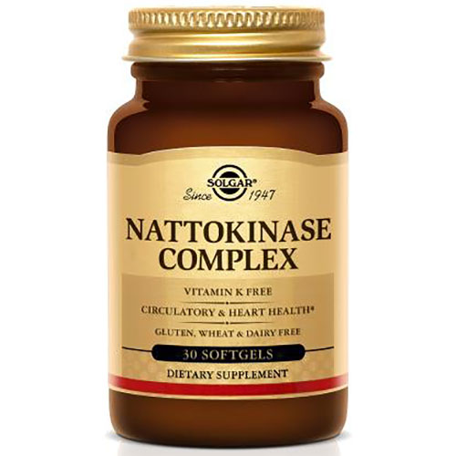 Nattokinase Complex (Vitamin K Free), 30 Softgels, Solgar