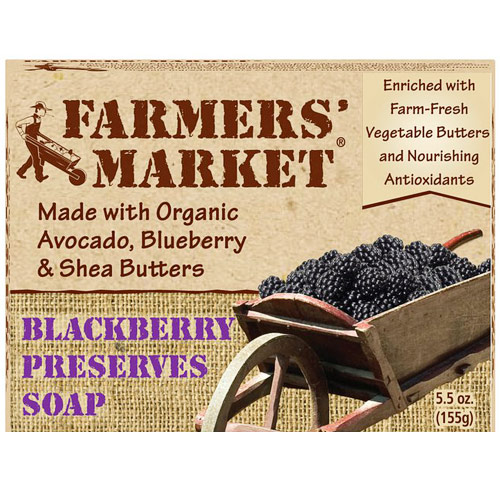 Farmers' Market Natural Bar Soap, Blackberry Preserves, 5.5 oz, Farmers' Market