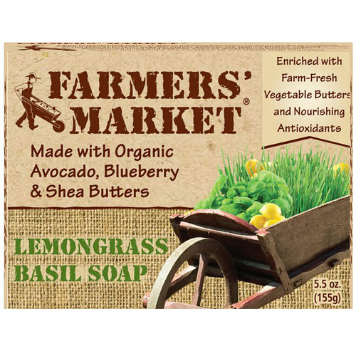Natural Bar Soap, Lemongrass Basil, 5.5 oz, Farmers Market