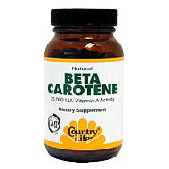 Natural Beta Carotene 100 Softgel, Country Life