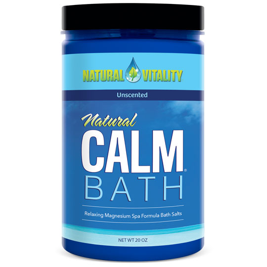 Natural Calm Bath - Unscented, Relaxing Magnesium Spa Formula Bath Salts, 20 oz, Natural Vitality