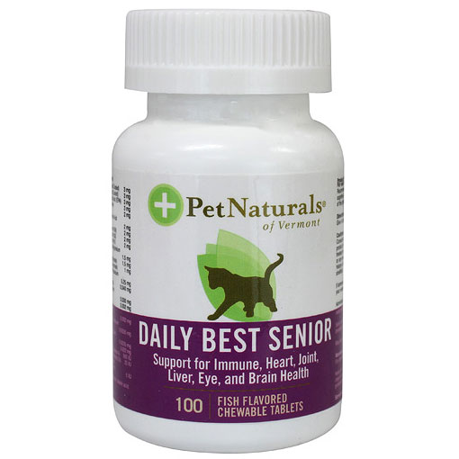 Pet Naturals of Vermont Natural Cat Daily Senior, Fish Flavored, 100 tabs, Pet Naturals of Vermont