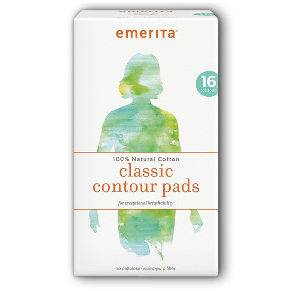 Emerita Natural Cotton Classic Contour Pads, 16 ct, Emerita