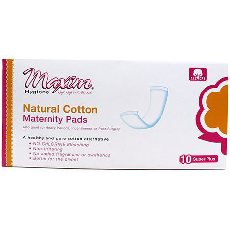 Natural Cotton Maternity Pads, Regular, 10 ct, Maxim Hygiene Products