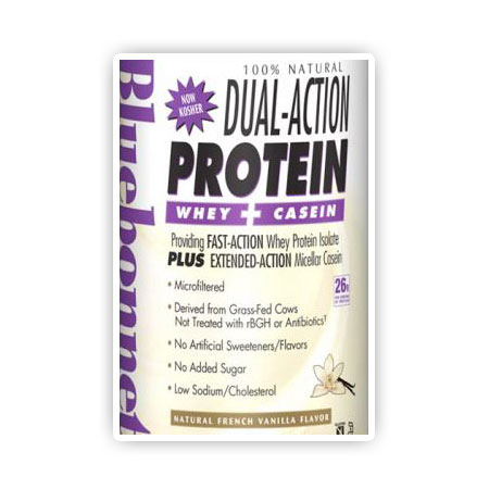 100% Natural Dual Action Protein Powder, Natural Original Flavor, 1.1 oz x 8 Packets, Bluebonnet Nutrition