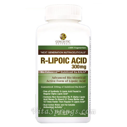 Natural R-Lipoic Acid 300 mg, 60 Veggie Capsules, Genceutic Naturals
